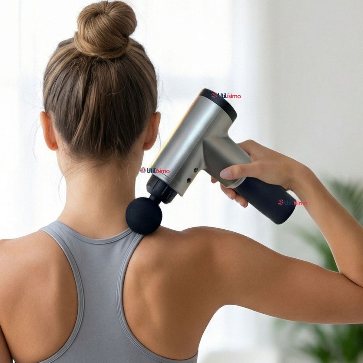 LINE - Masajeador Muscular Kinesgun Pistola Maquina Para Masajes Gris