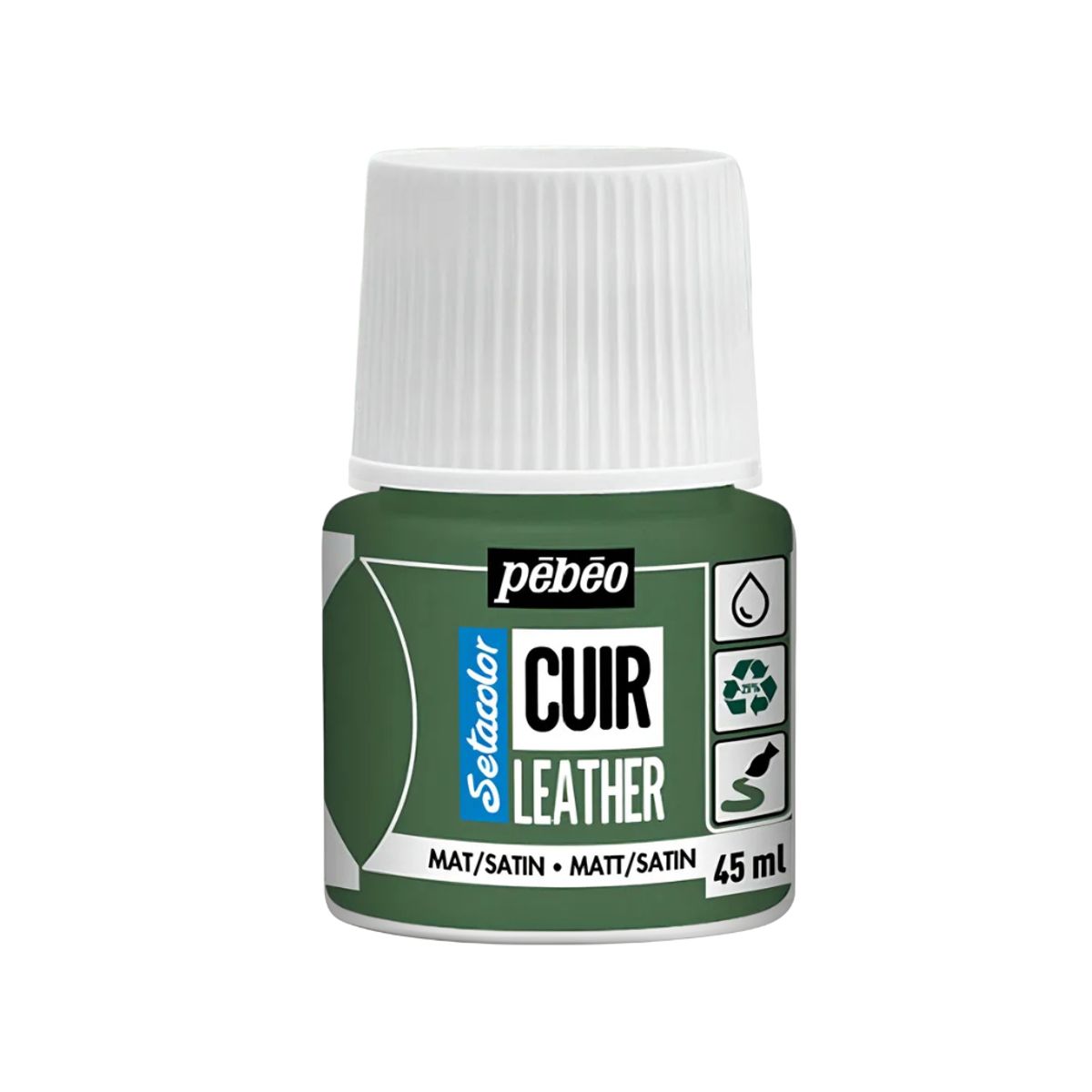 PEBEO - Pintura Para Cuero Frasco 45 Ml Setacolor Cuir Pebeo Color 17 - Verde Caqui