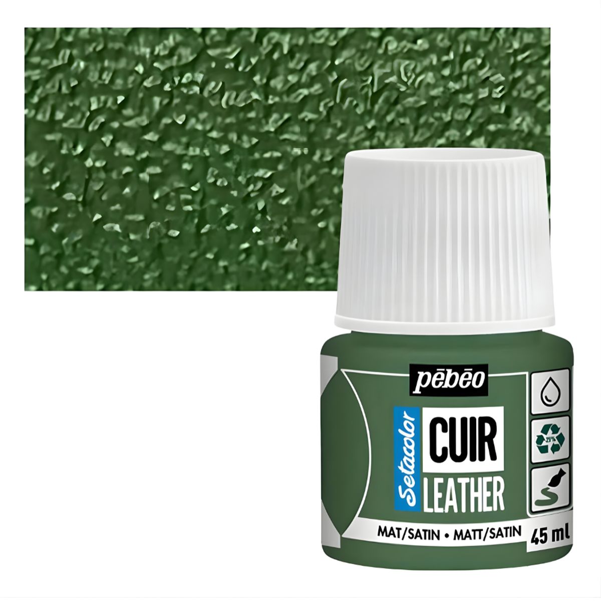 PEBEO - Pintura Para Cuero Frasco 45 Ml Setacolor Cuir Pebeo Color 17 - Verde Caqui