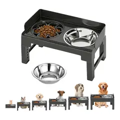 VERCI - Comedero Perro Elevado Lento + Plato De Acero Inoxidable