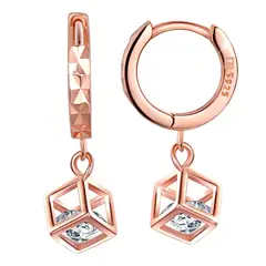 VOUSEZ - Aros plata 925 cubo circon oro rosa joya mujer