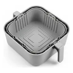 GENERICO - Set 2 Moldes Silicona Air Fryer Cuadrado Reutilizable Horno Gris