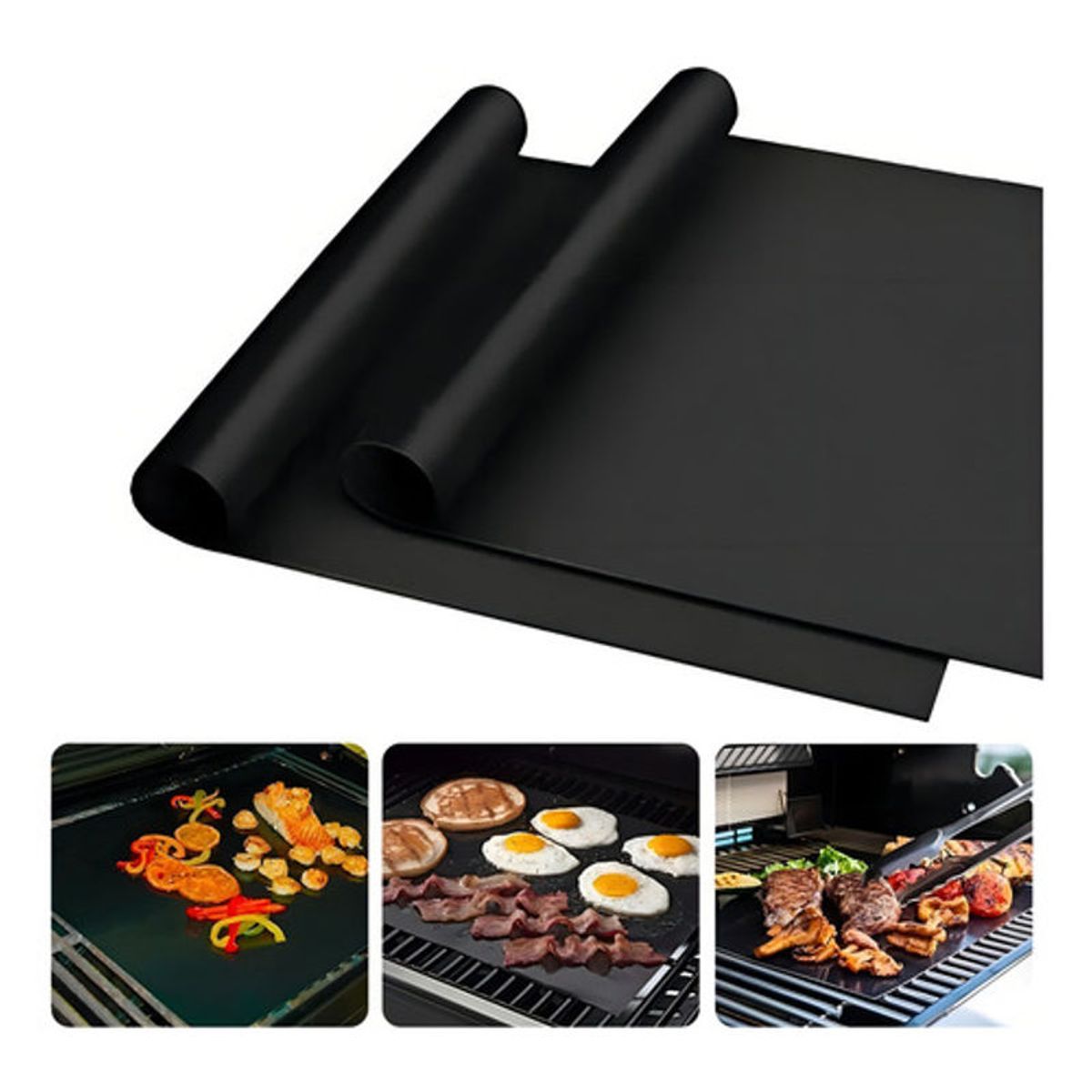 GENERICO - Lámina Antiadherente Lhua Teflón Negro Mat Para Parrilla Asado Horno 40x30cm