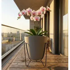 FLORIDIS - MACETERO CEMENTO MODELO TRYAS SOPORTE METAL 18CM ALTO