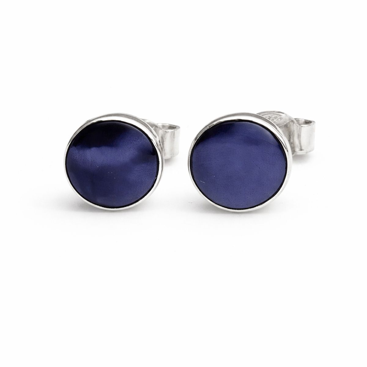 JIREH JOYAS - Aros Amatista Circular Plata 950 Tornillo Mariposa Mujer Elegantes Piedra Violeta