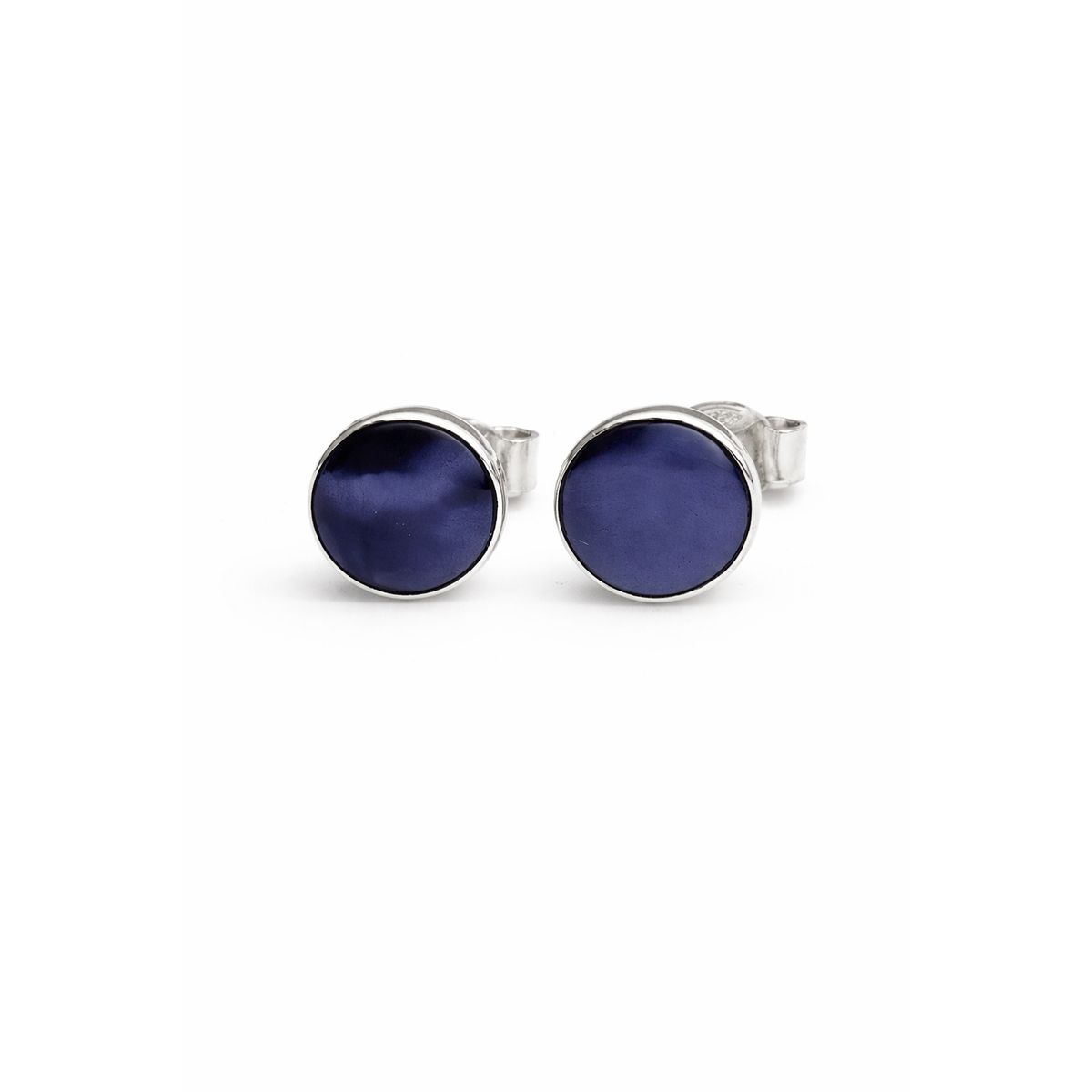 JIREH JOYAS - Aros Amatista Circular Plata 950 Tornillo Mariposa Mujer Elegantes Piedra Violeta