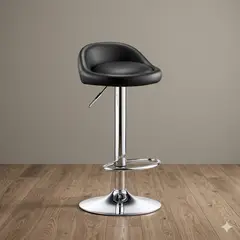 GENERICO - Silla Piso Bar Altura Regulable Taburete Respaldo Acabado de la estructura Laqueado Color Negro