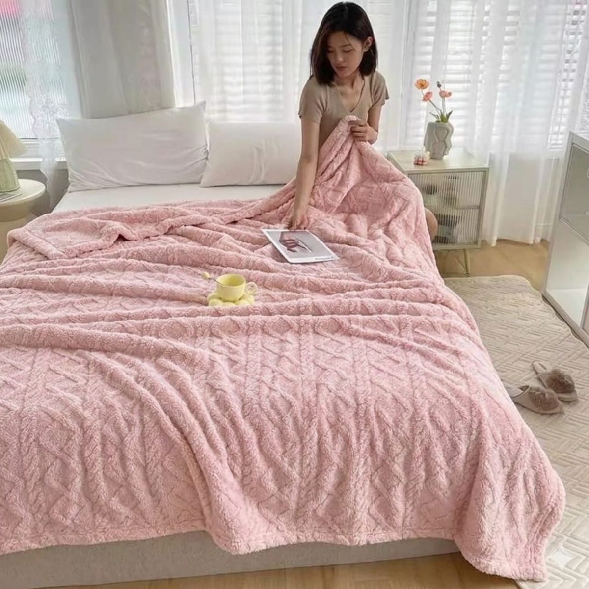 GENERICO - Frazada Manta Plush Sherpa Extra suave 200x230cm