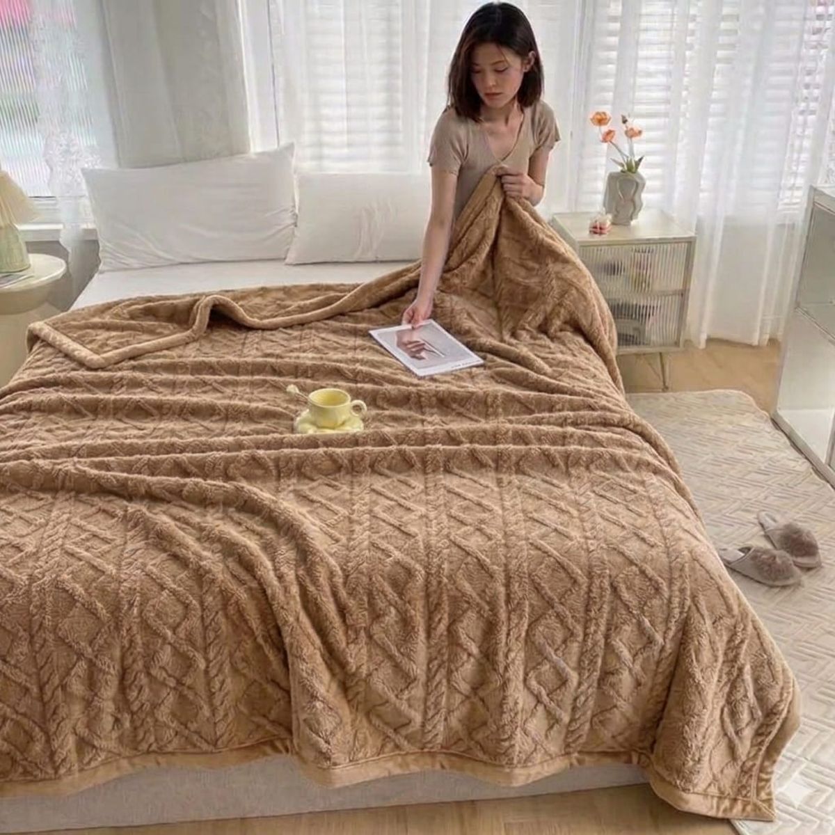 GENERICO - Frazada Manta Plush Sherpa Extra suave 200x230cm