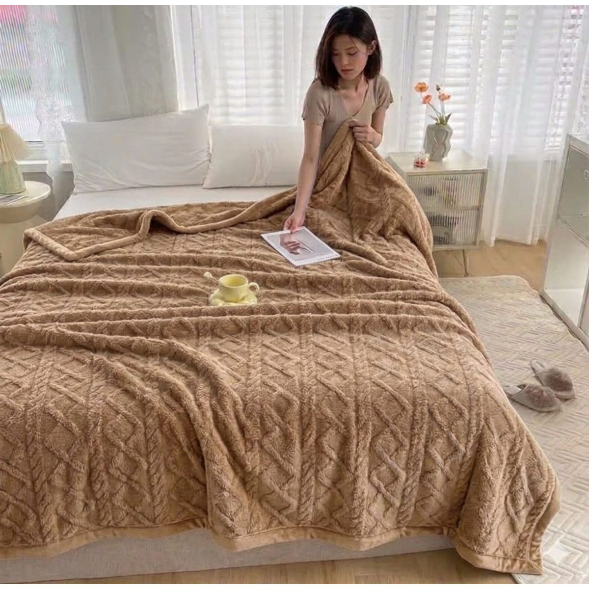 GENERICO - Frazada Manta Plush Sherpa Extra suave 200x230cm
