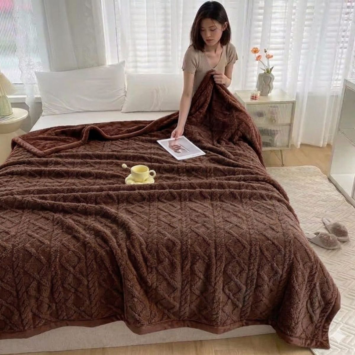 GENERICO - Frazada Manta Plush Sherpa Extra suave 200x230cm