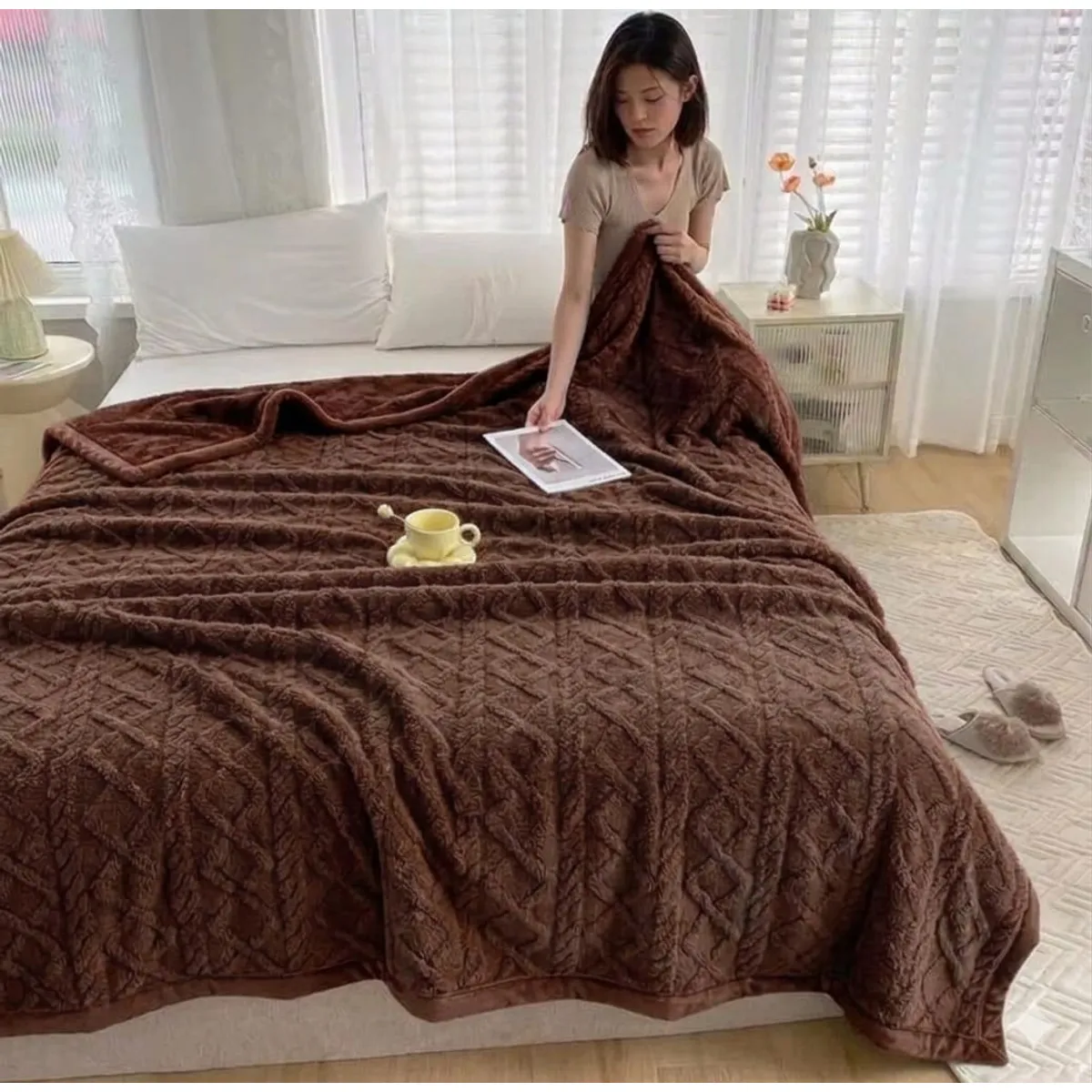 GENERICO - Frazada Manta Plush Sherpa Extra suave 200x230cm