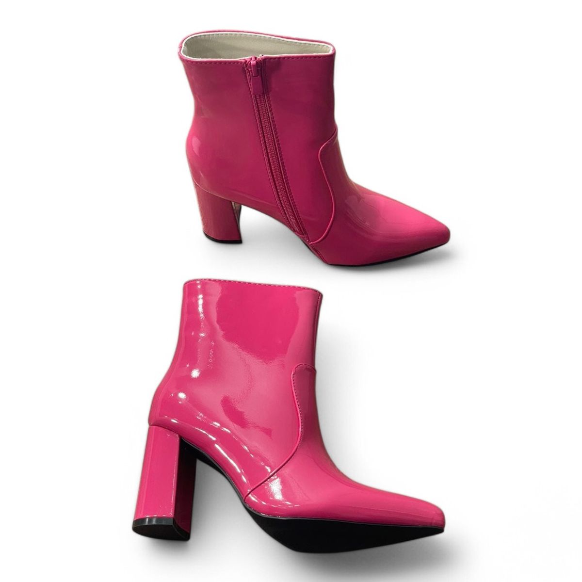 CARBIN - Botines Charol Con Taco 7 cms Punta Fina