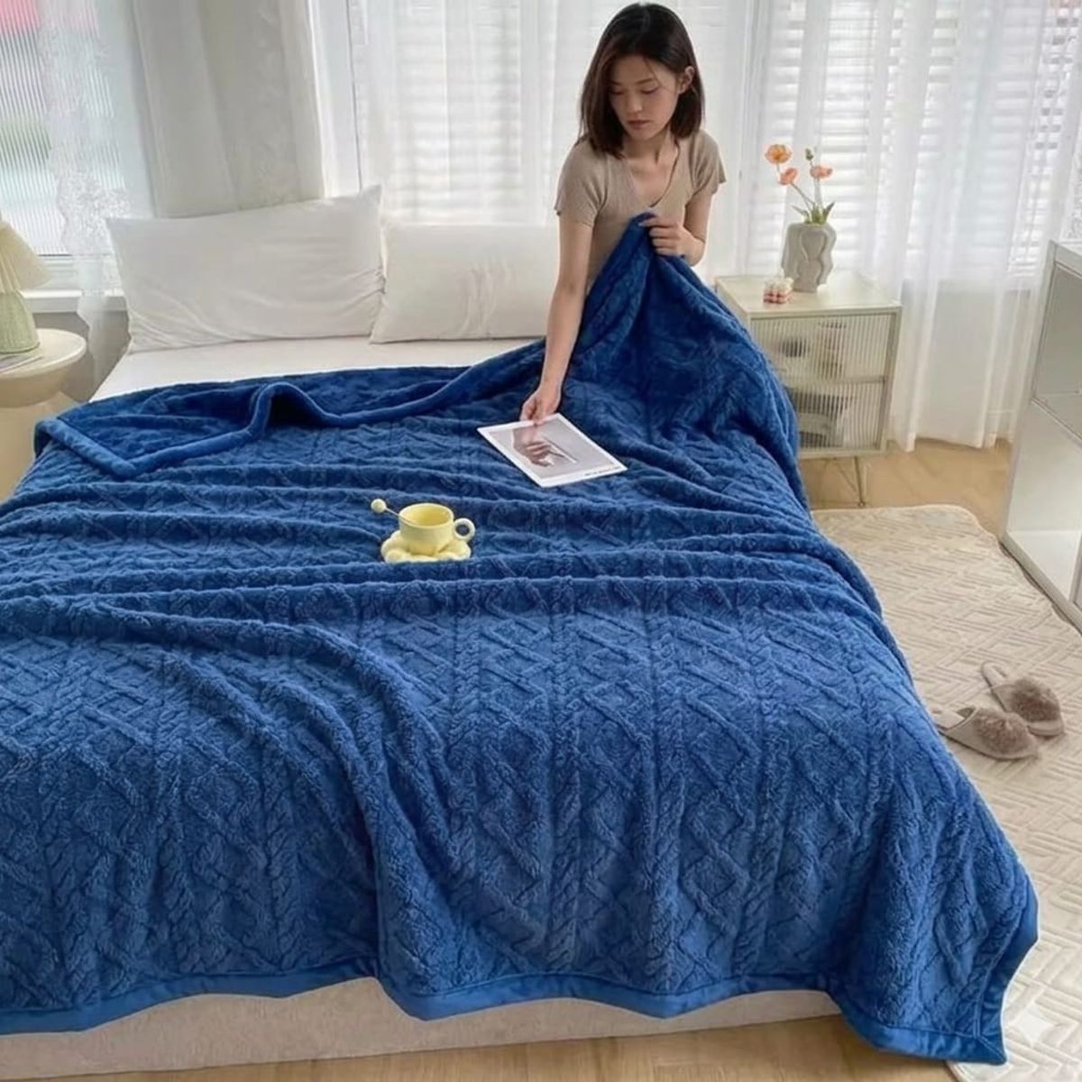 GENERICO - Frazada Manta Plush Sherpa Extra suave 200x230cm