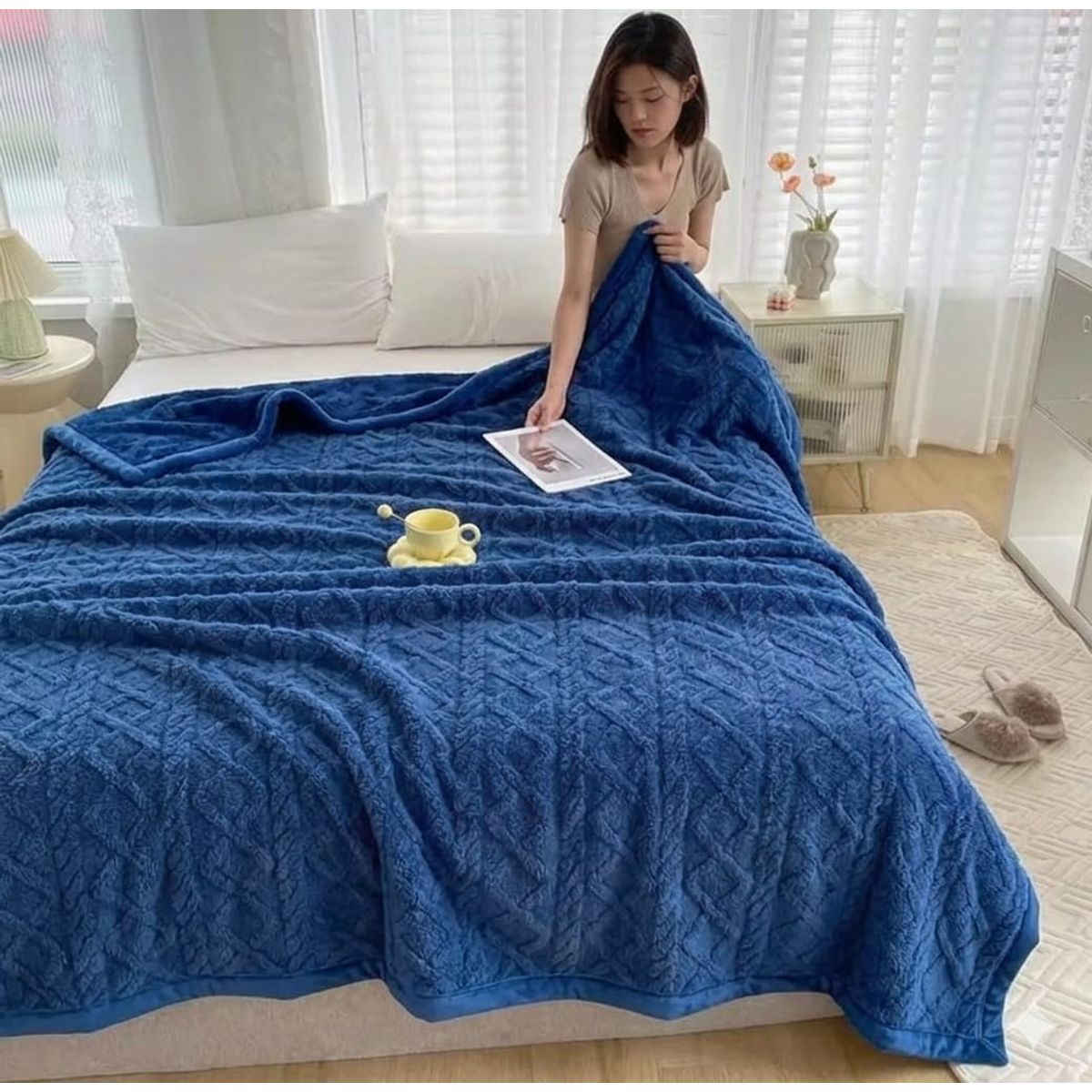 GENERICO - Frazada Manta Plush Sherpa Extra suave 200x230cm
