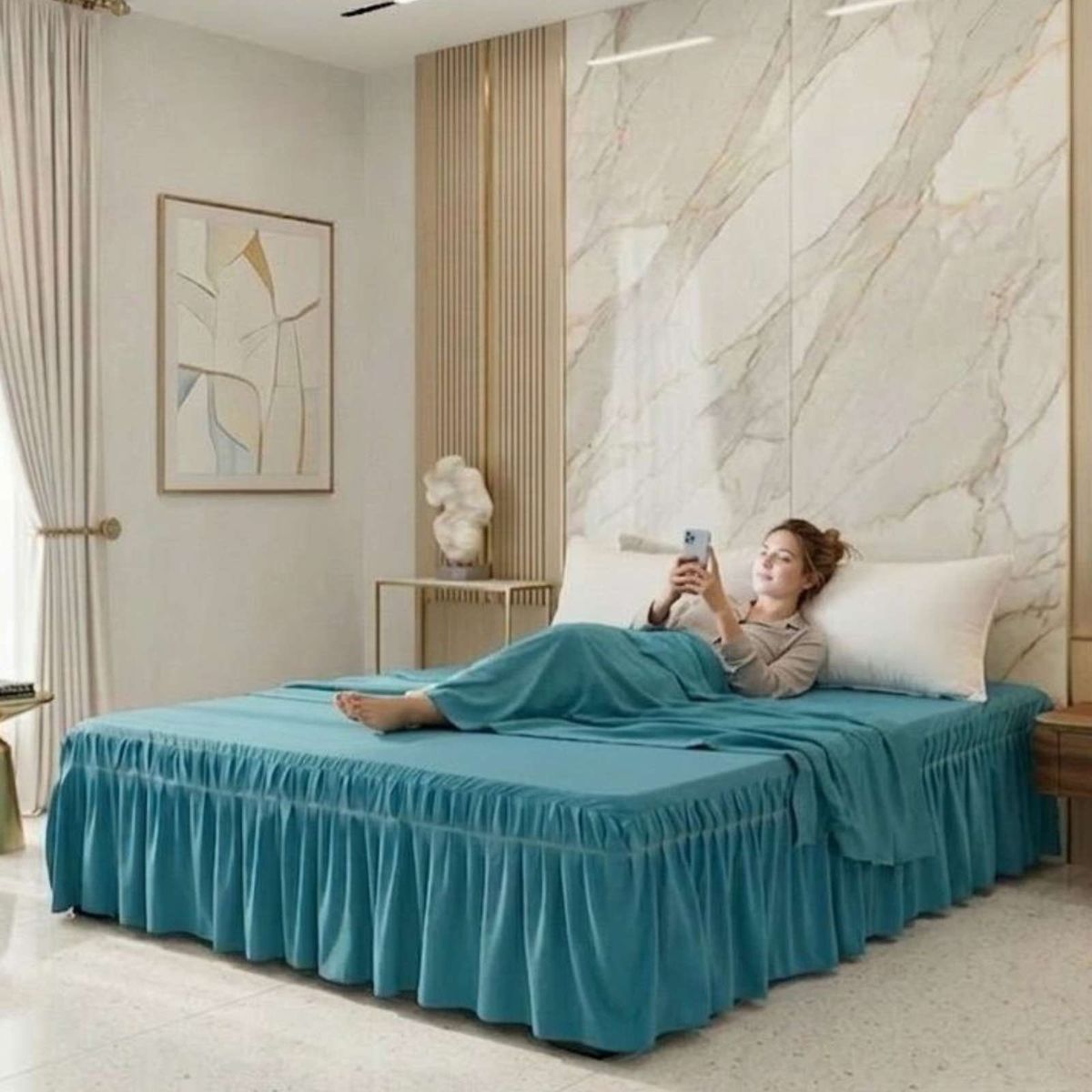 GENERICO - Cubre Base de Cama Elastico Ajustable Plaza y media