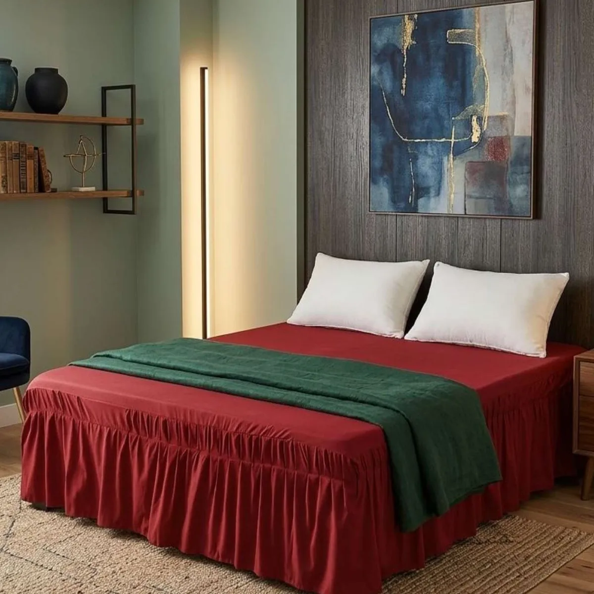 GENERICO - Faldon de Cama Elasticado Premium Plaza y media