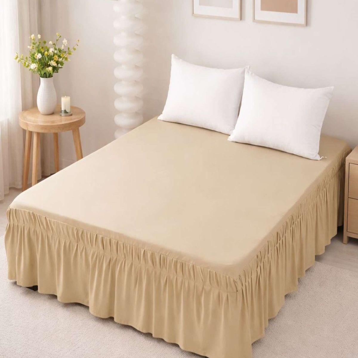 GENERICO - Faldon de Cama Elasticado Premium Plaza y media