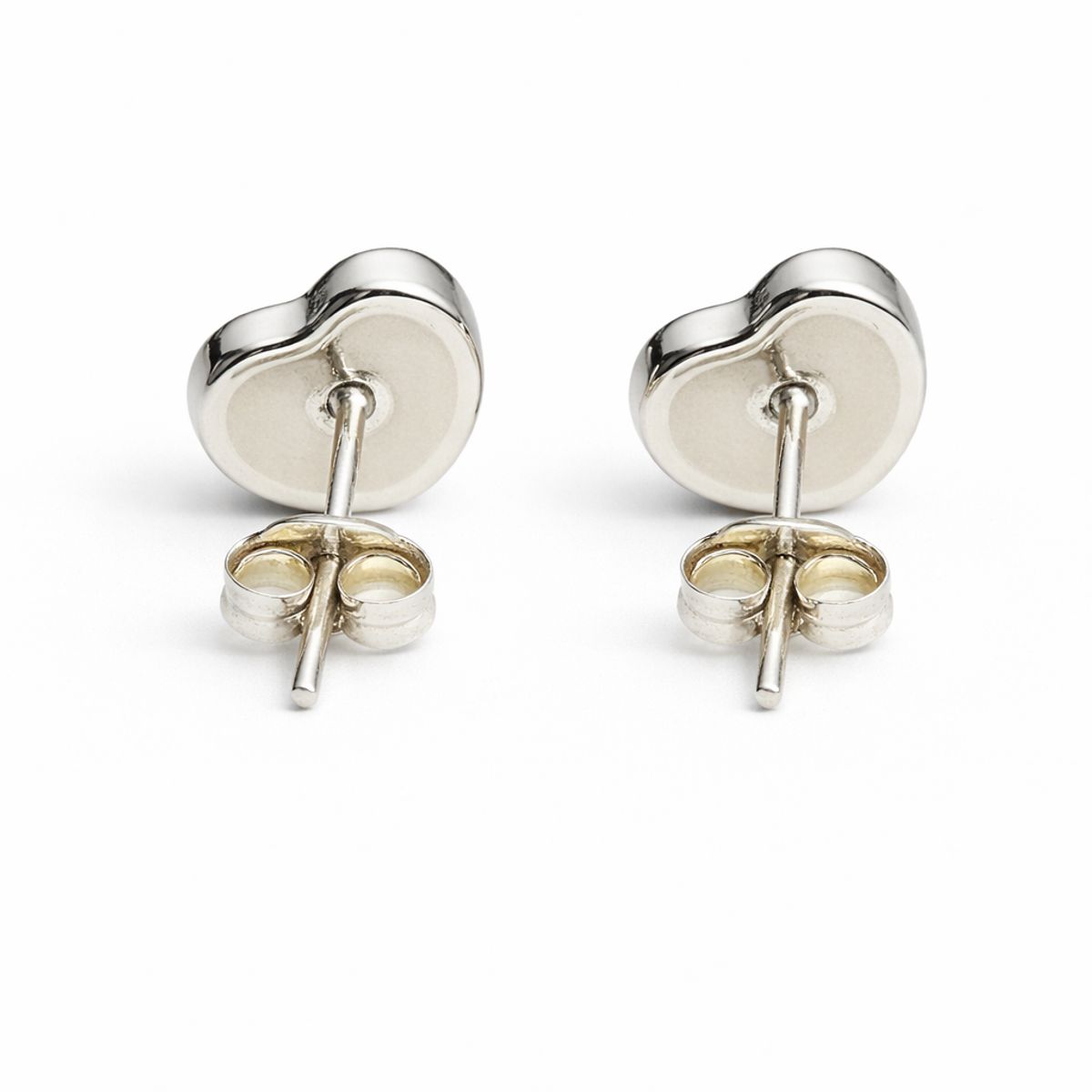 JIREH JOYAS - Aros Ónix Corazón Plata 950 Tornillo Mariposa Mujer Elegantes Piedra Negra