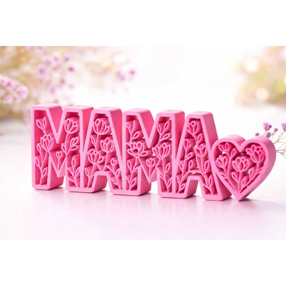 GENERICO - Figura Decorativa Expositor MAMA para el Día de la Madre  Corazón Floral