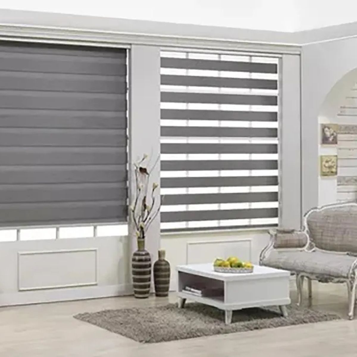 GENERICO - Cortina Roller Duo Zebra Dia Y Noche Persiana 100x180cm Gris