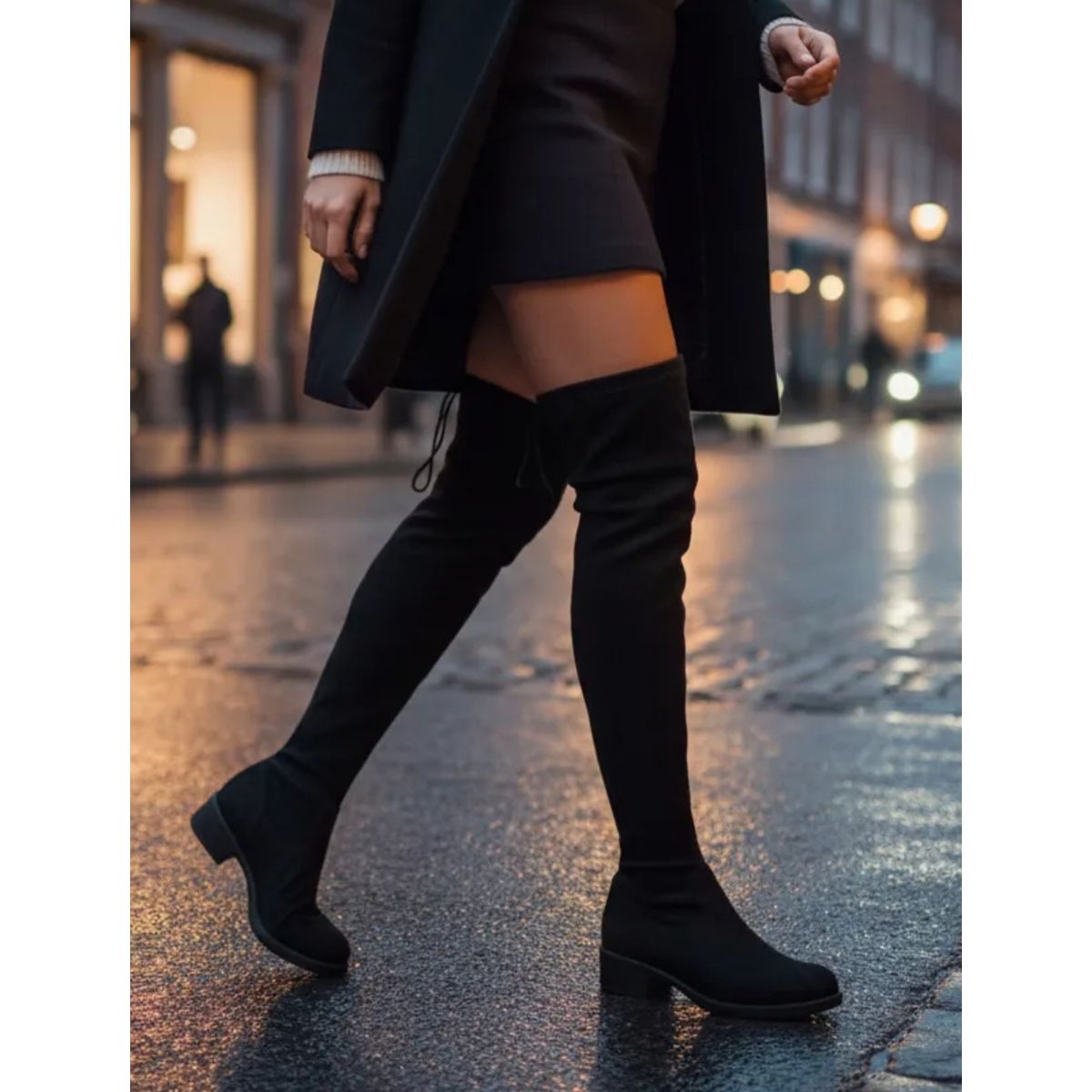 SNOOPY - Bota Bucanera  Mujer  Taco Bajo en Gamuza Elasticada  M325