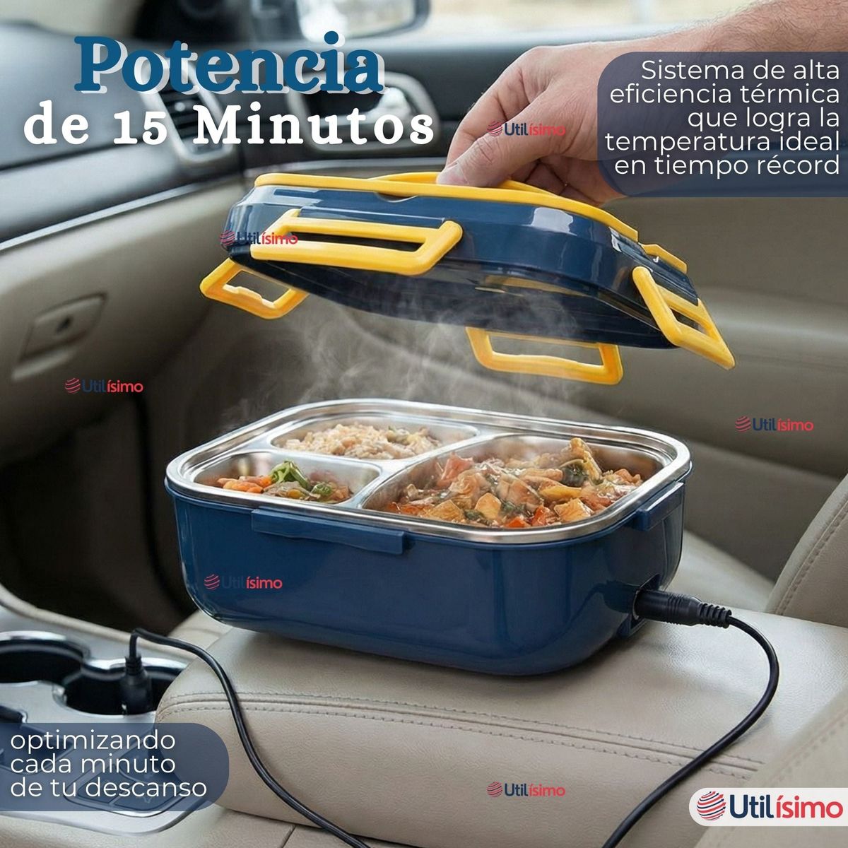 LINE - Lonchera Eléctrica Lunchbox Portátil Fiambrera Calentadora 1.5L 40W Coche Oficina