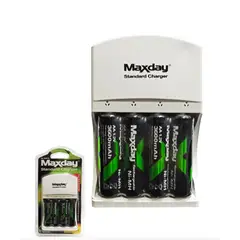 GENERICO - Cargador de pilas + 4 baterias AA Recargables