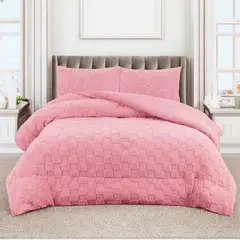 GENERICO - Plumon De Invierno Texturizado Cuadros Con Chiporro 2 Plazas