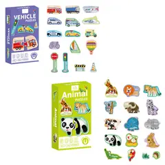 GENERICO - Pack 2 Mini Puzzles Magnéticos Animales y Transporte 25+ Piezas