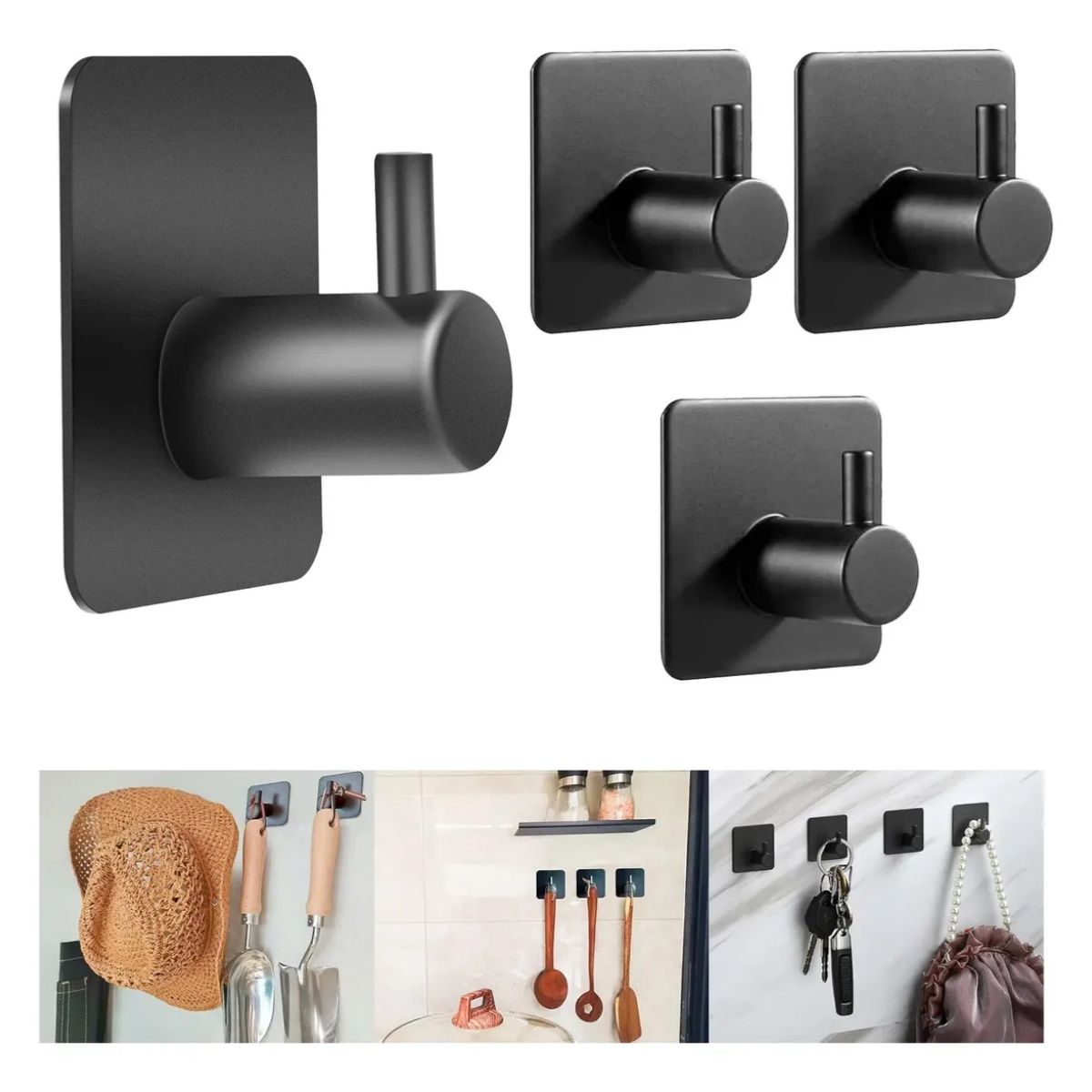 GENERICO - 4pcs Ganchos Adhesivos Para Pared Acero Inoxidable