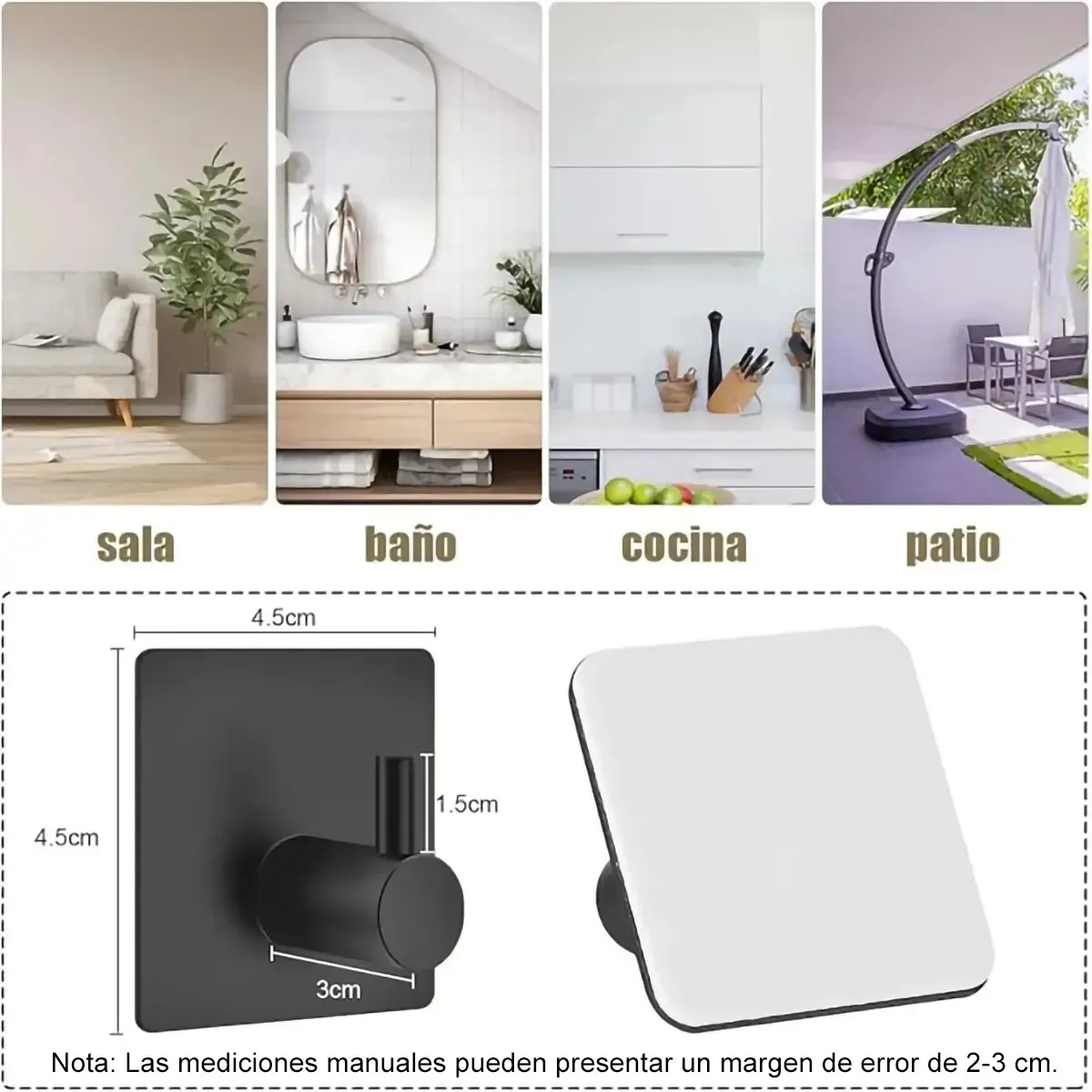 GENERICO - 4pcs Ganchos Adhesivos Para Pared Acero Inoxidable
