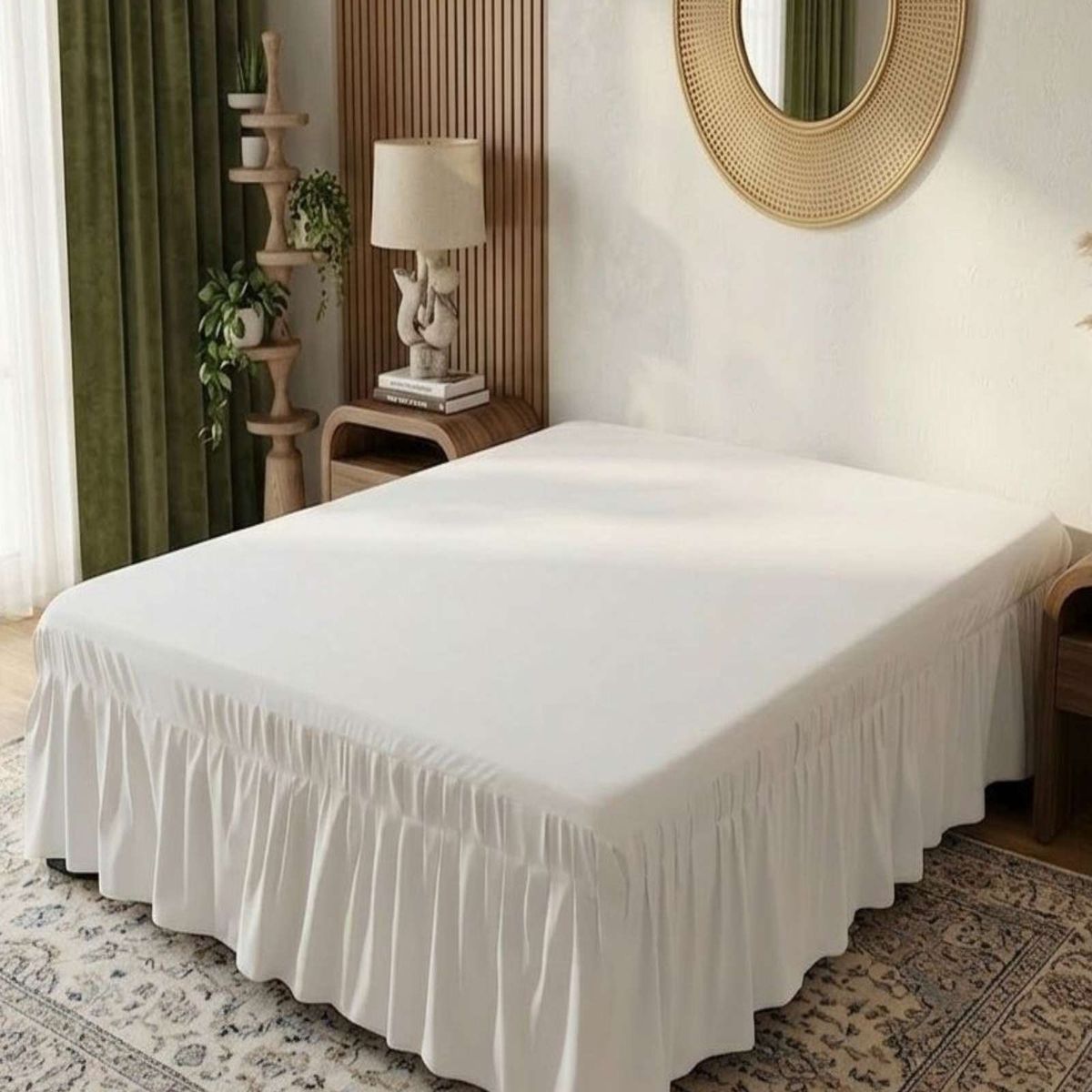 GENERICO - Faldon de Cama con Plisado Elegante 2 Plazas