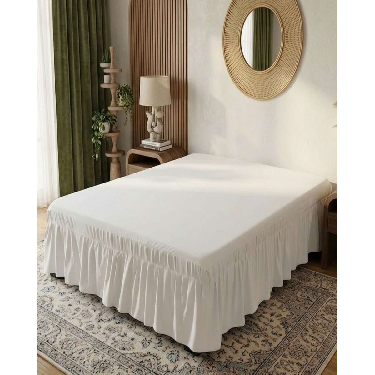 GENERICO - Faldon de Cama con Plisado Elegante 2 Plazas