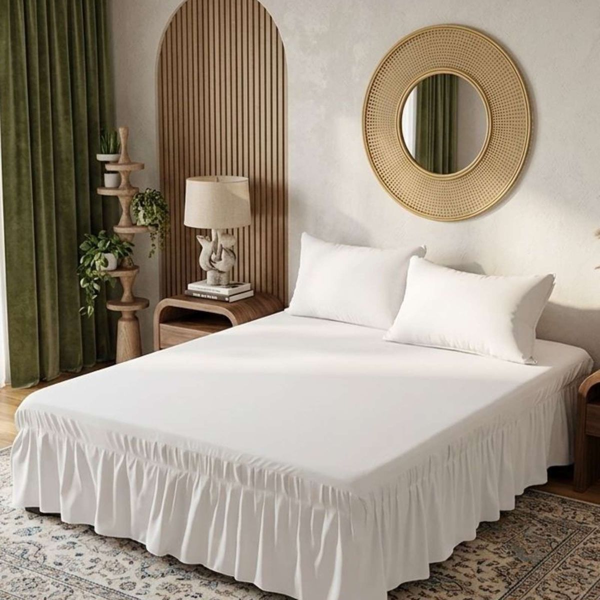 GENERICO - Faldon de Cama con Plisado Elegante 2 Plazas