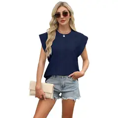 TIOZONEY - Camiseta holgada de cuello redondo y manga corta