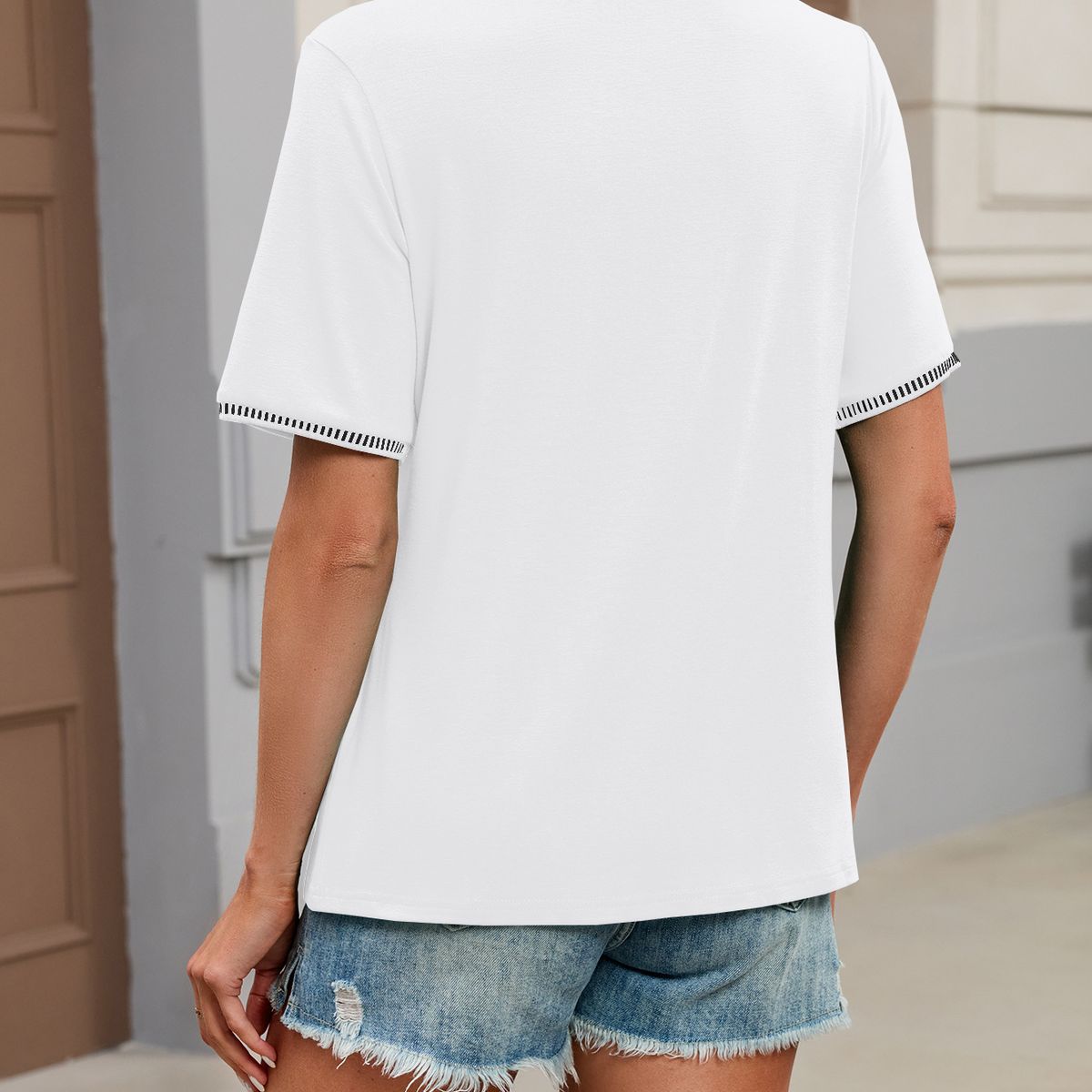 TIOZONEY - Camiseta holgada de cuello redondo y manga corta