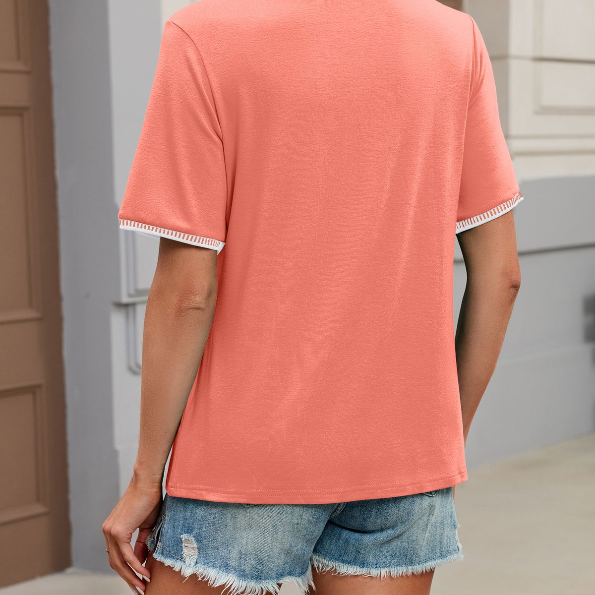 TIOZONEY - Camiseta holgada de cuello redondo y manga corta