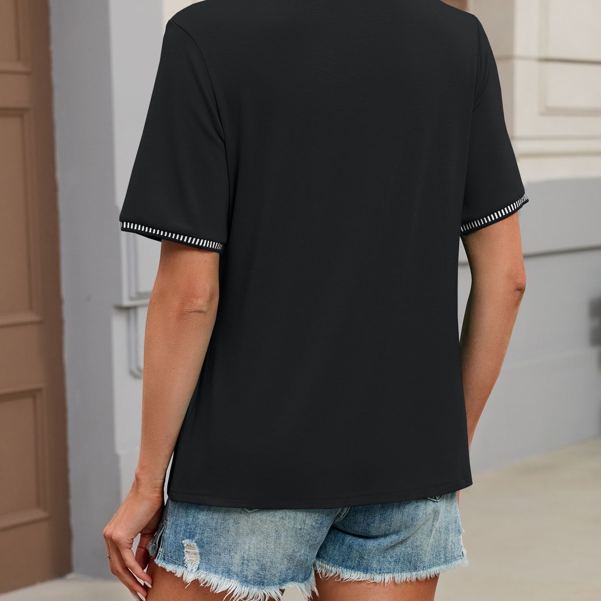 TIOZONEY - Camiseta holgada de cuello redondo y manga corta