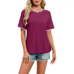 TIOZONEY - Camiseta holgada de cuello redondo y manga corta