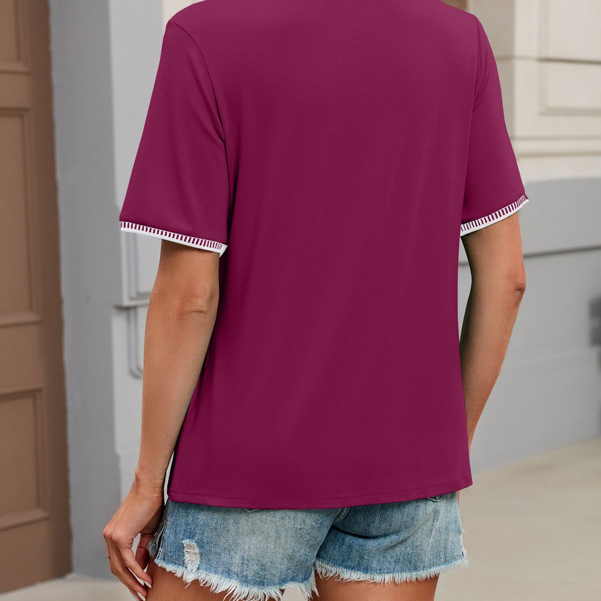TIOZONEY - Camiseta holgada de cuello redondo y manga corta