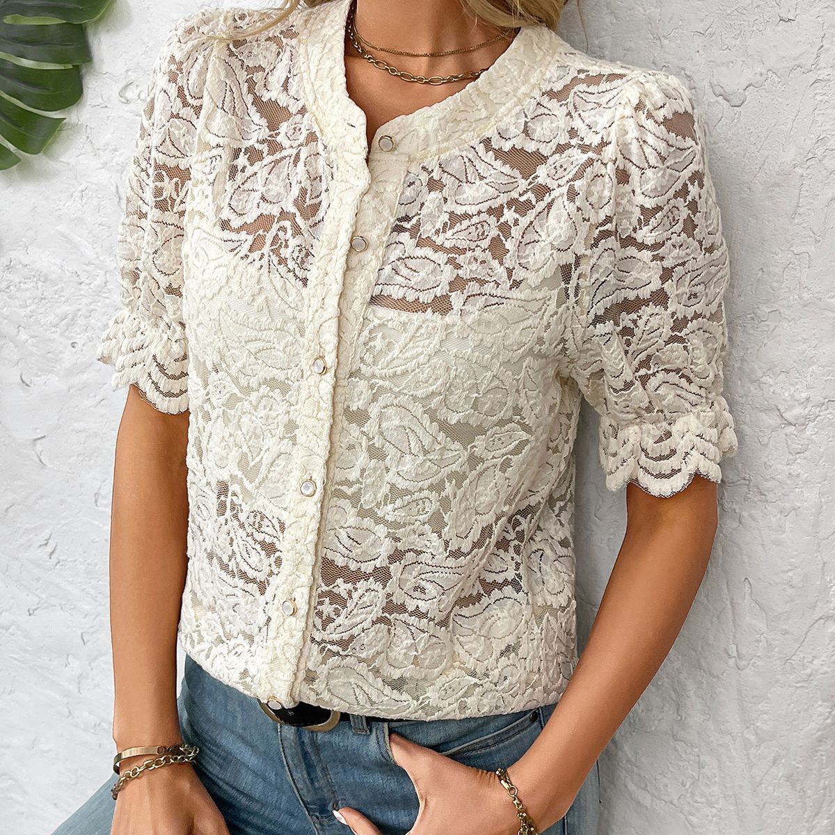 TIOZONEY - Blusa de manga corta para mujer