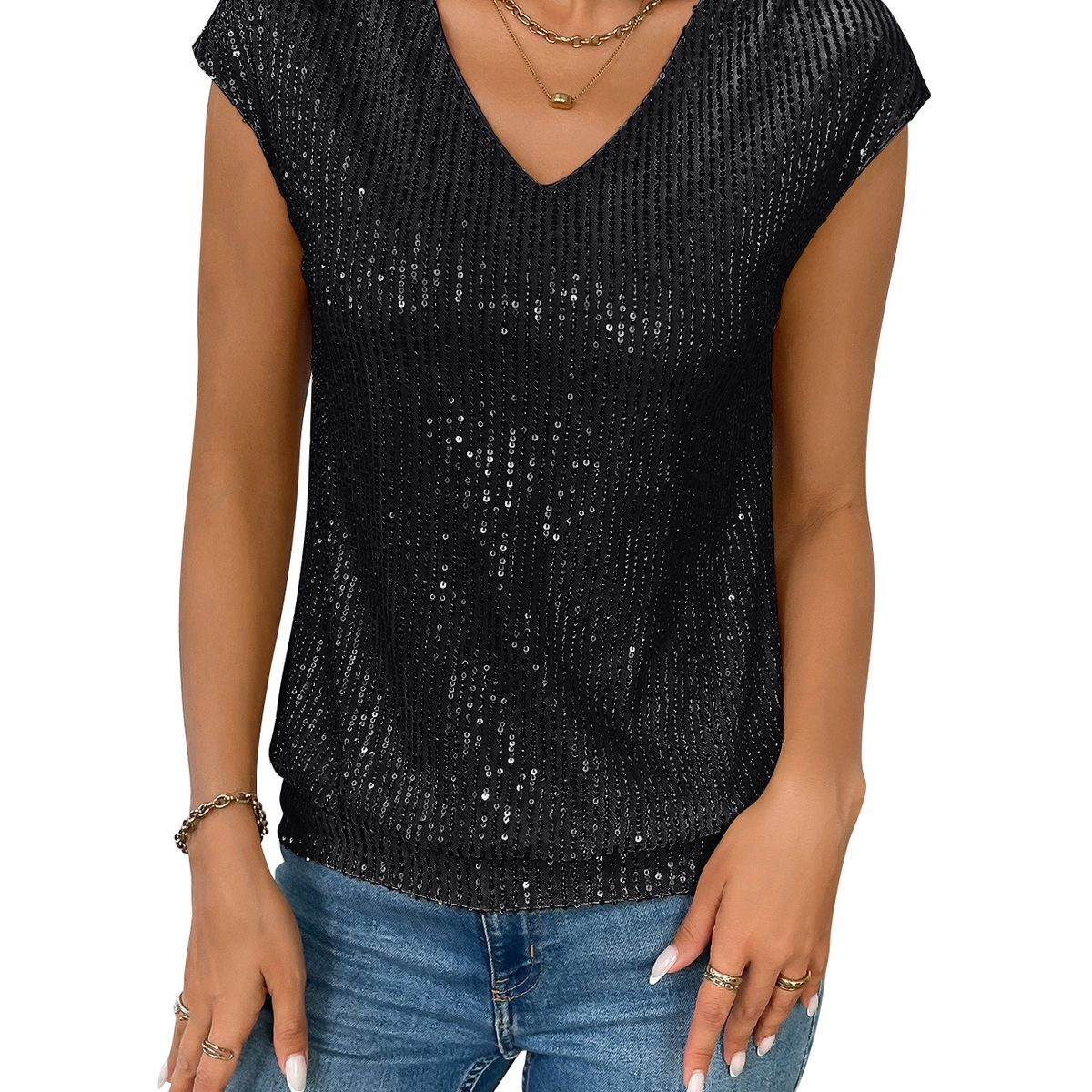 TIOZONEY - Blusa de manga corta para mujer