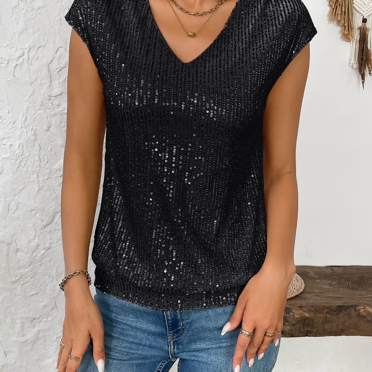 TIOZONEY - Blusa de manga corta para mujer