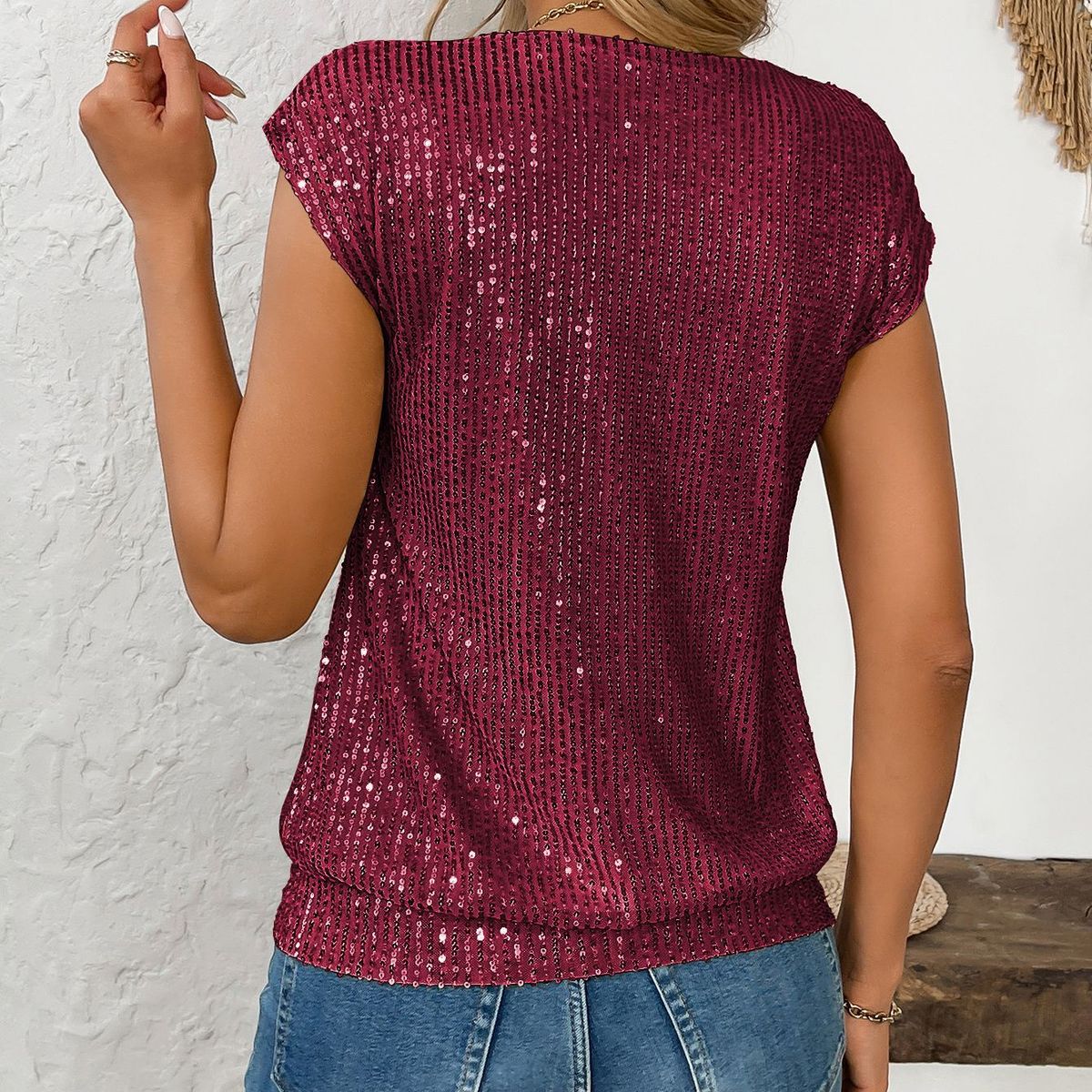 TIOZONEY - Blusa de manga corta para mujer