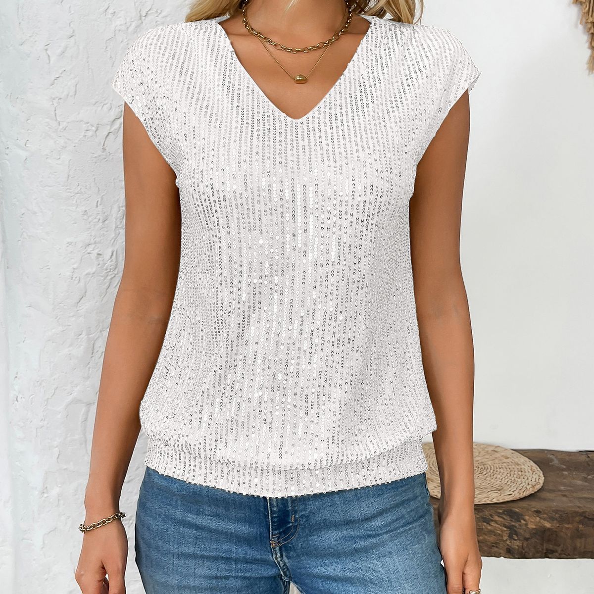 TIOZONEY - Blusa de manga corta para mujer