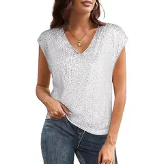 TIOZONEY - Blusa de manga corta para mujer