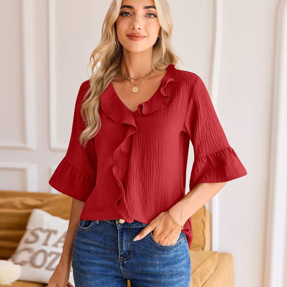 TIOZONEY - Blusa informal para mujer
