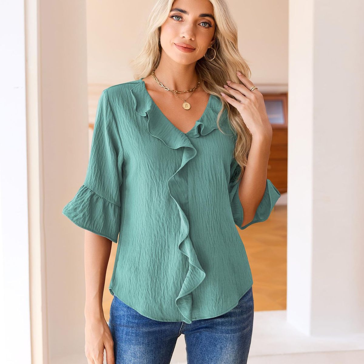 TIOZONEY - Blusa informal para mujer