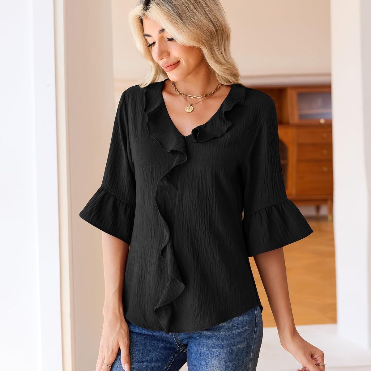 TIOZONEY - Blusa informal para mujer
